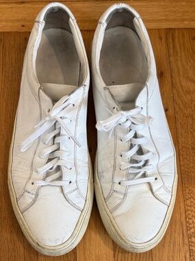 Common Projects White Leather Low-Top Sneakers with Off-White Sole